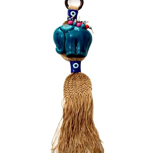 Ceramic Turquoise Color, Colorful Beads Wall Decoration with Elephant Figure