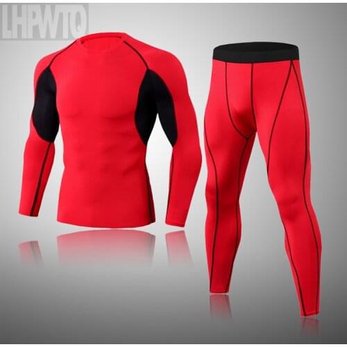 Brand Mens Sportswear Track And Field Training Thermal Underwear Set Tight Compression Jogging Running Set Fitness Jogging Suit