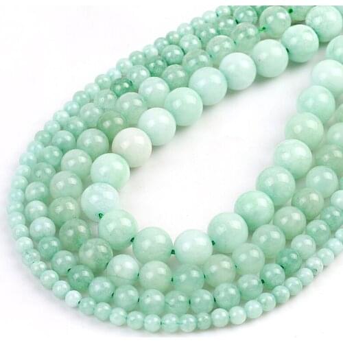 Wholesale Natural Stone Jaspers Green Chalcedony Jades Loose Beads For Jewelry Making DIY Round Angelite Bracelet 6/8/10/12mm