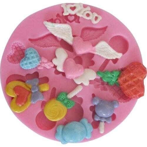 Angel Wings Lollipop Baby Fondant Silicone Mold Kitchen Utensils Confectionery Chocolate Cake Decorating Tools
