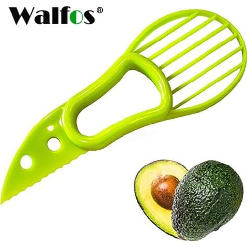 WALFOS Kitchen Vegetable Tools 3-in-1 Avocado Slicer Shea Corer Butter Peeler Fruit Cutter Pulp Separator Plastic Knife