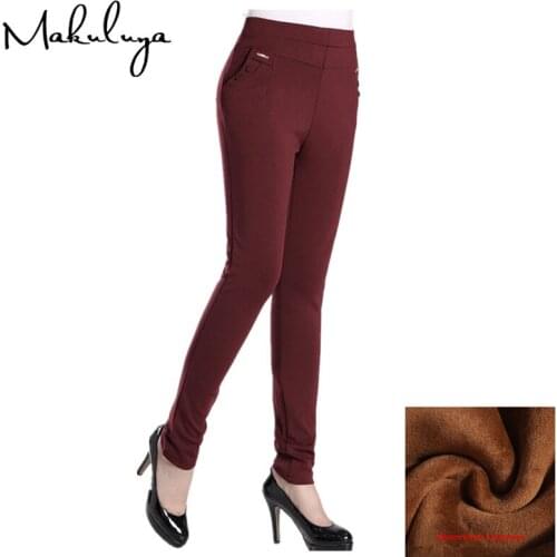 Makuluya Super Thickening Cashmere Warm Women Pants tretch Slim Leg High Waist Skinny Pants 4XL Plus Size Women Trousers QW34