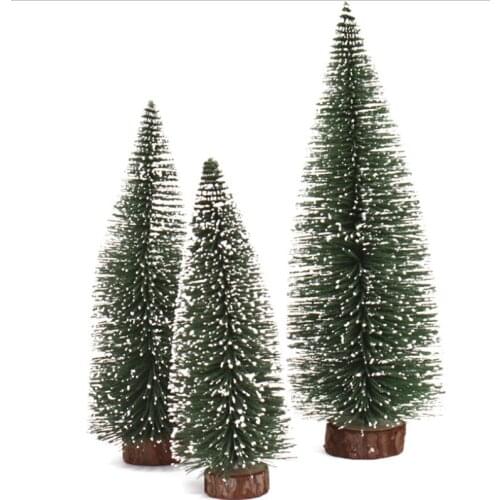Mini Christmas Snow Tree Craft 10cm Desktop Miniature Pine Little Small Artificial xmas Trees Plastic Wooden New Year Decoration