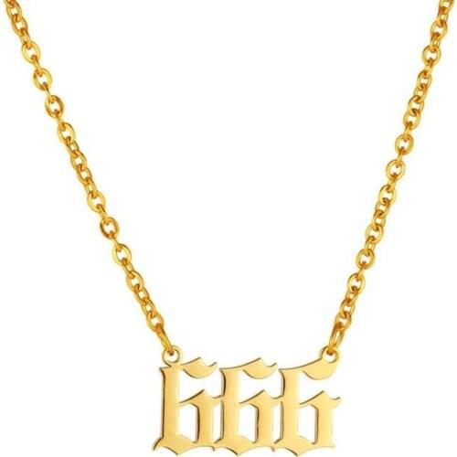 Minimalism Number Necklaces For Women Gothic Jewelry Stainless Steel 666 Pendant Friendship Necklace Bijoux