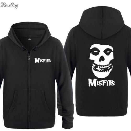The MISFITS Punk Rock Music Hoodie Sweatshirts Men Fashion Mens Zipper Jackets Hooded Fleece Hoodies Cardigans Coat