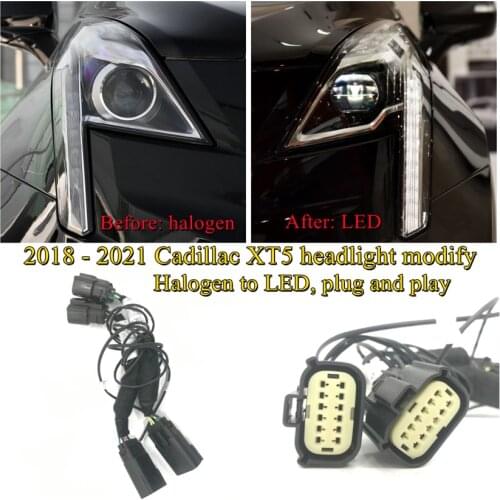 CZMOD Car Headlight Modification Upgrade Special Wiring Adapter Harness For 2018-2021 Cadillac XT5 Halogen To LED Plug And Play