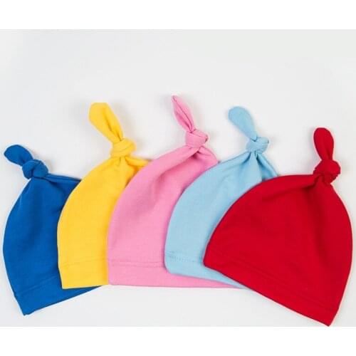 Fashion Knot Cotton Blend Kids Turban Hat Newborn Beanie Caps Headwraps Cute Girls Birthday Gift Children Photo Props