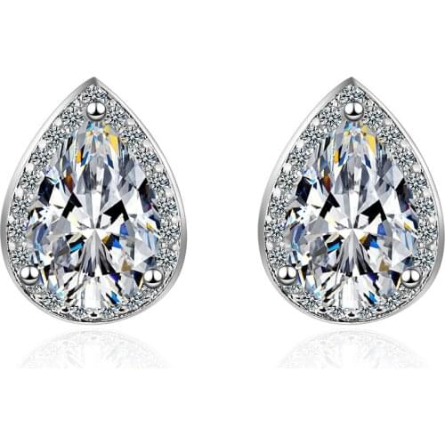 ModaOne Dazzling Water Drop Mosaic CZ Stud Earrings 925 Sterling Silver Luxury Crystal Wedding Earrings For Women