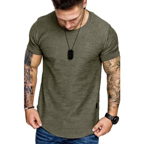 Men Summer Short Sleeve T-shirt Sports Tops Solid Color Round Neck Slim Fit Tops Casual Simple Style Gym Workout Base Shirt