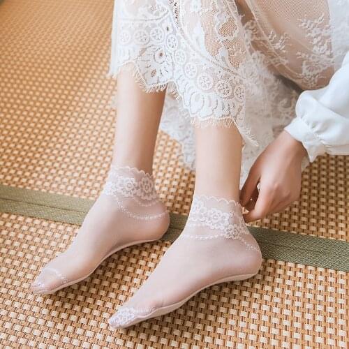 Summer Lace Socks Short Thin Women Socks Femme Flower Funny Socks Streetwear Calcetines meias