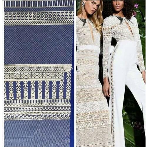 Latest LFY 130 CM African Lace Mesh lace fabric Embroidered French Lace fabric White wedding dress tulle lace 1 Yard