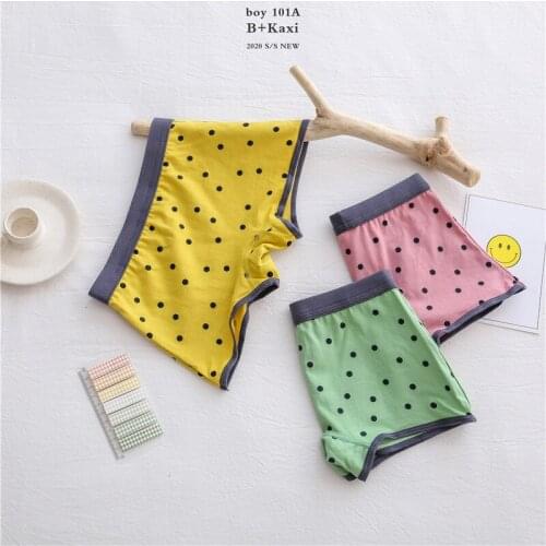 2020 new free shipping students high quality girl boxer shorts panties kids dot star cotton children underwear 1-8year 3pcs/lot