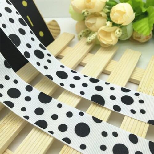 NEW DIY 5 Yard 1'' 25mm Circle Printed Grosgrain Ribbon Hair Bow Sewing