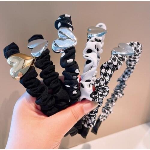Japanese and Korean style personality simple love heart retro fold twist hair band bubble chic girls hair hoop