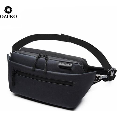 OZUKO New Waterproof Men Waist Bag Fanny Pack Shoulder Belt Bag Male Phone Pouch Bag Travel Waist Pack Small Running Sport Bolso