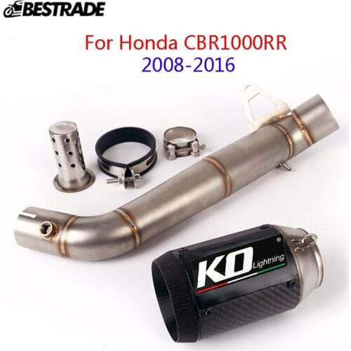 Full Exhaust System For Honda CBR1000RR 2008-2011 2013-2016 Motorcycle Exhaust Middle Link Tube Slip 60mm Muffler Tip US Edition