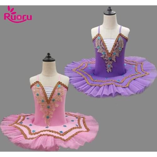 Ruoru Professional Ballet Tutu Adult Girls Ballet Dress Skirt Ballerina Dress Kids Pink Purple Color Pancake Tutu Party Vestido