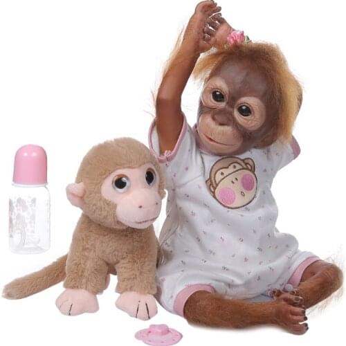 20 Inch Realistic Doll Soft Silicone Vinyl Newborn Babies Monkey Lifelike Handmade Toy Children Birthday Gifts Y4QA