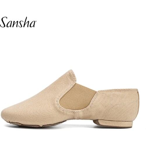 Sansha Unisex Elastic Band Jazz Shoes With Stretch Fabric Suede Split Sole Women Men Girls Modern Dance Shoes JS33Z