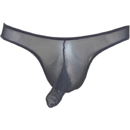 Sexy Men Mesh Sheer G-string Briefs Thong with Penis Sheath T-Back Underwear Clubwear Underpants Erotic Fetish Lingerie Panties