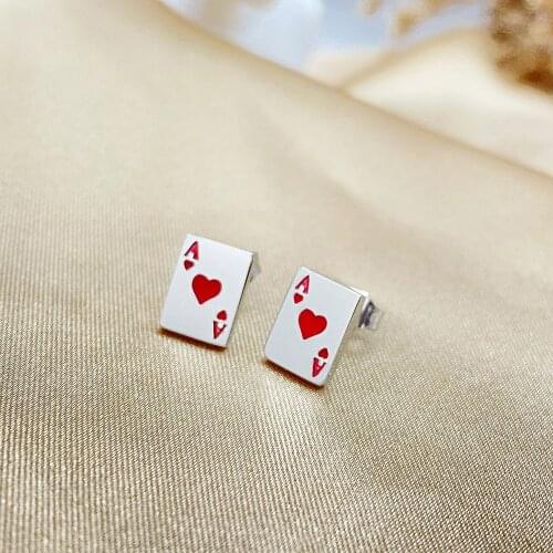 Europe And The United States Punk Style Earring Creative Design Poker Shape Earrings Temperament Act The Role Ofing Is Tasted