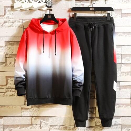 Casual Men’s Hoodies Pants Sets Autumn 2020 Tracksuit Male Hooded Drawstring Sweatshirt Sweatpants Suit Sportswear Mens Clothes