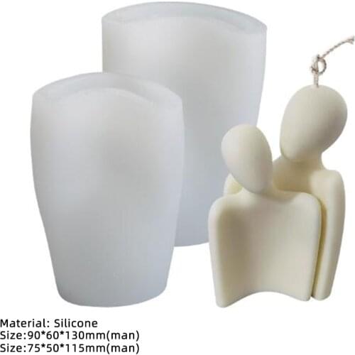 Nordic Style Couple in Hug Statue Silicone Candle Mold for DIY Handmade Epoxy Resin Aromatherapy Candle Plaster Ornaments Mold