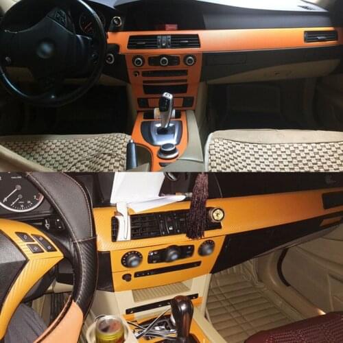 Car-Styling New 3D Carbon Fiber Car Interior Center Console Color Change Molding Sticker Decals For BMW 5 Series E60 06-10