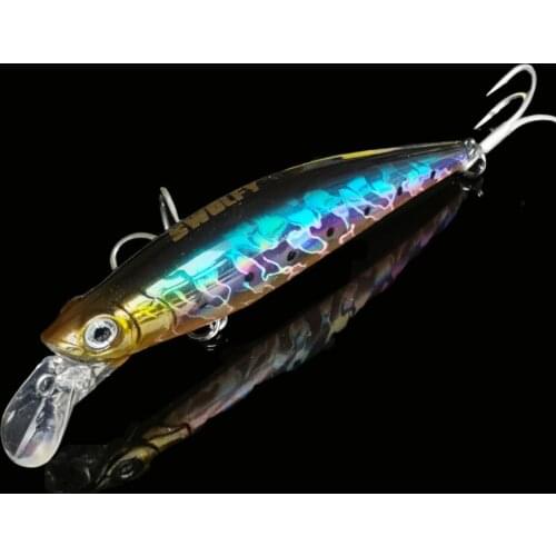 SWOLFY 5PCS/LOT 95MM 33G Sinking Shad Minnow 3D Eyes Artificial Bait Sea Bass Lures Long Shot Wobblers