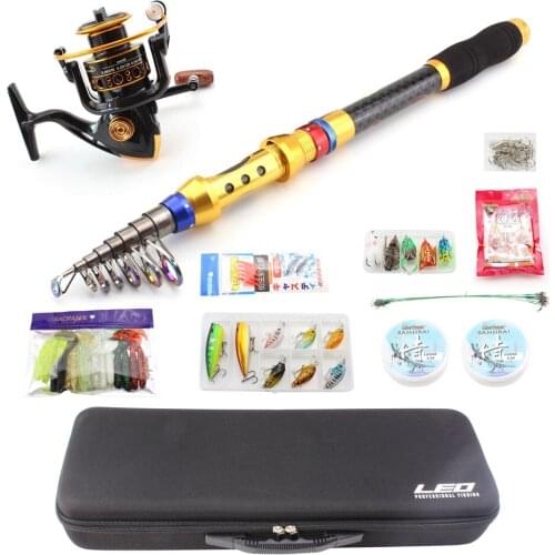 1.8M -3.6M Telescopic Fishing Rod Combo Full Kit Spinning Reel Pole Set Spinning Rods bag bait line And fishing combination