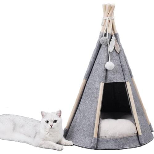 Creative Cat Pet Tent Felt Kitten Nest Dog Hammock Collapsible Cat Tent Kitten Beds with Cushion Cushion Cat Bed Pet Products