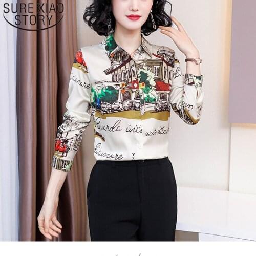 Fashion Long Sleeve Plus Size Shirts Women Chiffon Blouse Vintage Button Floral Ladies Tops Blusas Mujer De Moda 2020 8111 50