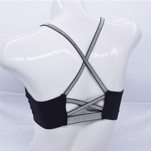 Women Bling Cross Back Straps Yoga Bra Padded Seamless Sport Bra Running Yoga Gym Fitness Crop Top Girls Push Up Sports Bra Top
