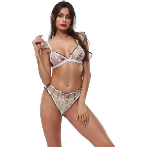 Women Sexy Lingerie Set Underwear for Women Bodysuit Hot Exotic Transparent Mesh Bra Sets Babydolls Floral Sheer Lace Sexy Wear