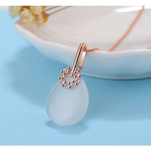 KOFSAC Fashion Women Necklaces 925 Sterling Silver Jewelry Anniversary Gift Elegant Crystal Rose Gold Necklace Lady Accessories