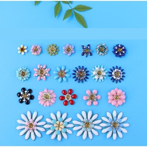 1pc Fashion Metal Drip Oil Flower Buttons Flatback Rhinestones Button For Shirt Wedding Dress ,sewing Button,garment Accessories