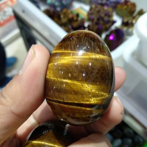1PCS Tigers Eye Stone Gemstone Egg Sphere Sculpture Healing Figurine