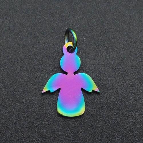 10pcs/lot 100% Stainless Steel Rainbow Angel Pendant DIY Necklace For Woman Jewelry Making