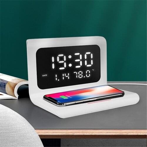 10W Qi Wireless Charger Thermometer Calendar Clock Fast Charger Mobile Wireless Charging Pad for Xiaomi Huawei Samsung Charger