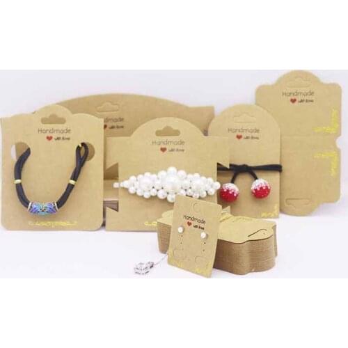 100pcs /lot 2019 gold foil earring necklace tag card DIY handmade with love bracelet hair ornament package and display tag card