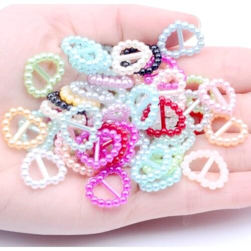 1000pcs/lot 16x15mm 8mm Inner Bar Heart Shape Buckle Pearls Many Colors Diamante Diy Crafts Jewelry Making Accessories