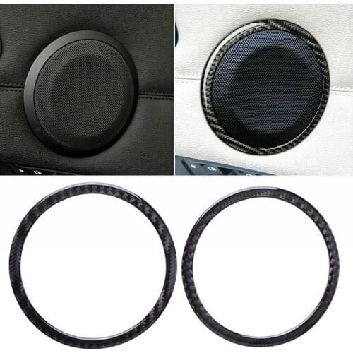 2pcs/set Car Carbon Fiber Door Speaker Audio Ring Cover Trim Interior Accessories For BMW 3-Series E90 E92 2005-12