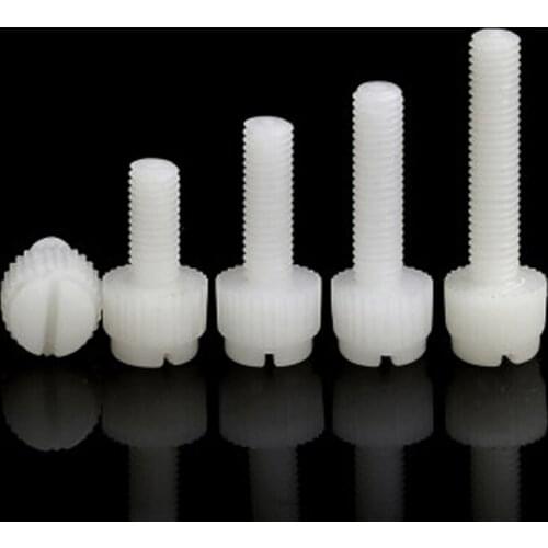 20pcs M6 PA66 nylon Slotted knurled hand screws one word plastic bolts insulation screw handle knob grip bolt 6mm-60mm length