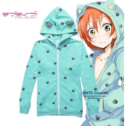 2017 Anime Love Live! Cosplay Hoody School idol Diary Hoshizora Rin Cute Cat Costumes Cotton Sweatshirts Coat Women Hoodies