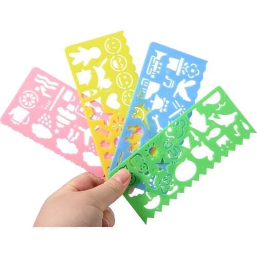 4pcs/set Kids Drawing Toy Board Learning Toy Plastic Ruler Craft Educational Drawing Children Creative Sets Kid Toy