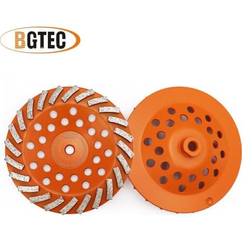 BGTEC 2pcs 7inch Diamond Turbo Row Grinding Cup Wheel 180mm Grinding disc for concrete, Masonry, construction material