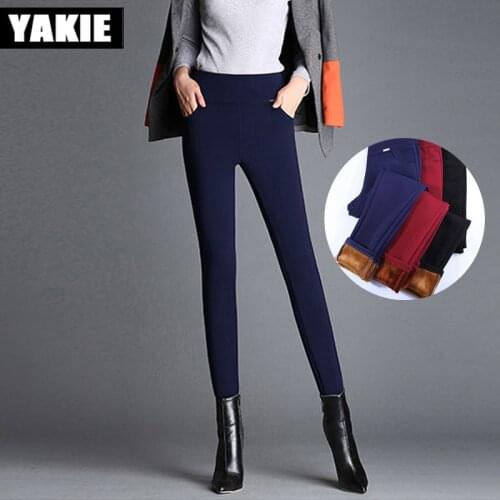 Plus size 4XL 2017 Winter Spring Women Pants Warm Thick Velvet Pants Slim High Waist fleece Stretch Pencil Pants Female Trousers