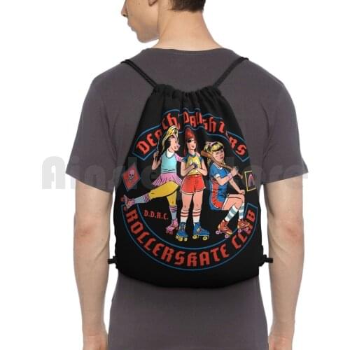 D.D.R.C. Backpack Drawstring Bag Riding Climbing Gym Bag Humor 80S Vintage Retro Roller Skate 70S Funny Roller Derby Girl
