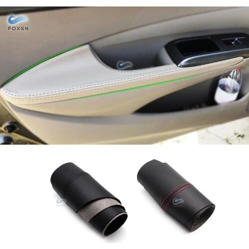 For Honda City 2008 2009 2010 2011 2012 2013 2014 4pcs Microfiber Leather Car Interior Door Armrest Panel Cover Protective Trim
