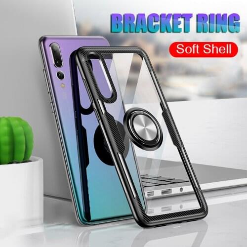 For Samsung Galaxy S9 Plus S10E S10 Plus Note 10 Stand Holder Ring Case For Samsung A50 A70 A30 M10 M20 Clear Shockproof Case